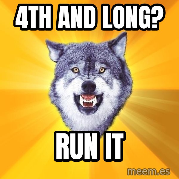 Courage Wolf meme: 4th and Long? / Run it