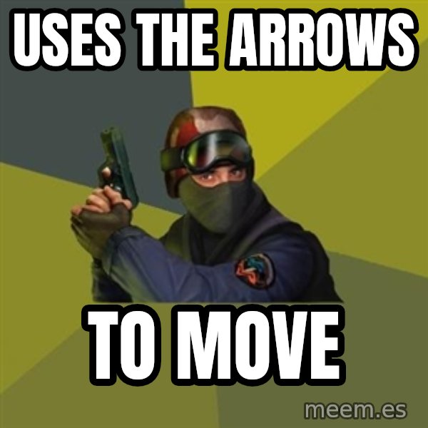 Counter Strike meme: USES THE ARROWS / TO MOVE