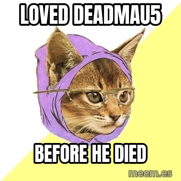 Hipster Kitty meme: loved deadmau5 / before he died