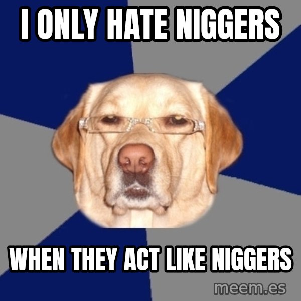 Racist Dog meme: I Only Hate Niggers / When they act like niggers