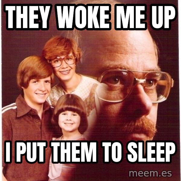 Vengeance Dad meme: they woke me up / i put them to sleep