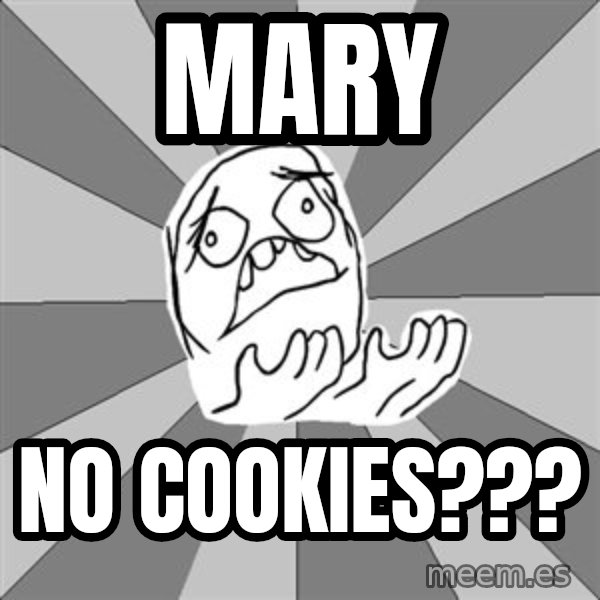 Whyyy??? meme: Mary / No cookies???