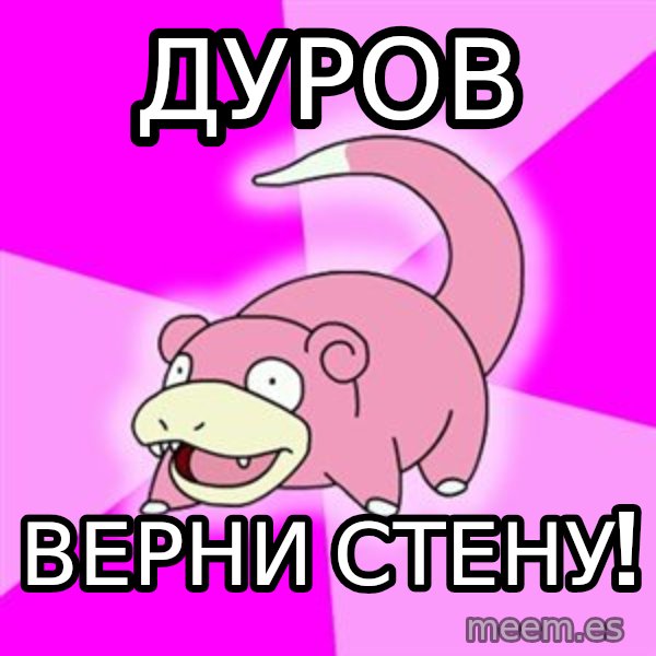 Slowpoke meme: Дуров / Верни стену!