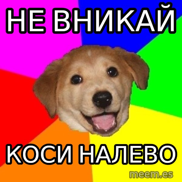 Advice Dog meme: Не вникай / коси налево