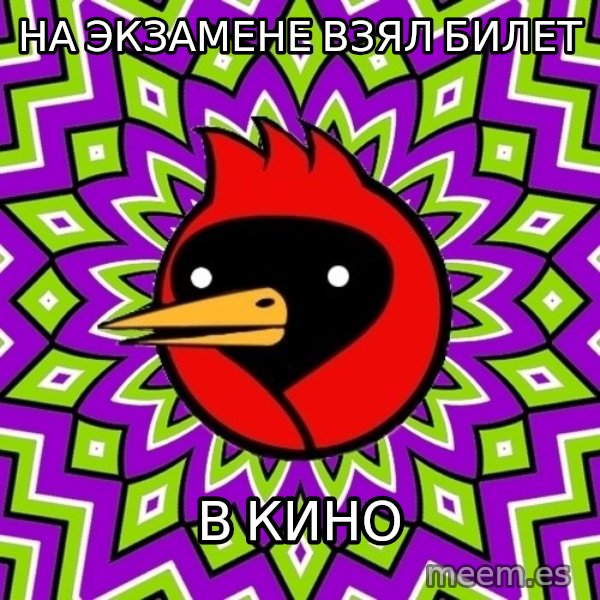 Omsk Crow meme: на экзамене взял билет / в кино