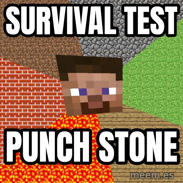 Minecraft Guy meme: SURVIVAL TEST / PUNCH STONE