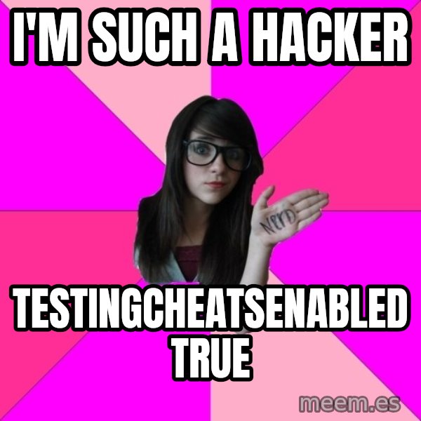 Idiot Nerd Girl meme: I'm such a hacker / testingcheatsenabled true