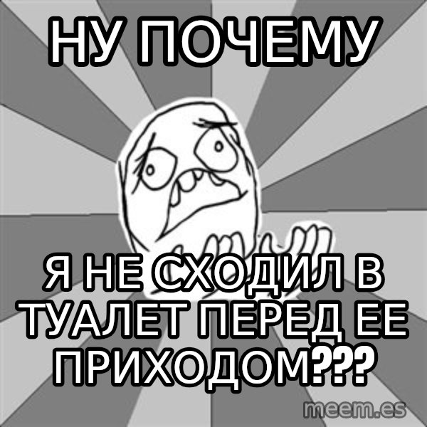 Whyyy??? meme: ну почему / Я не сходил в туалет перед ее приходом???