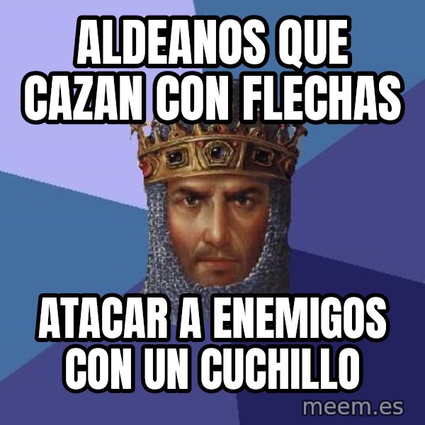 Age Of Empires meme: aldeanos que cazan con flechas / atacar a enemigos con un cuchillo