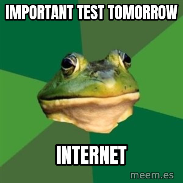 Foul Bachelor Frog meme: Important test tomorrow / internet