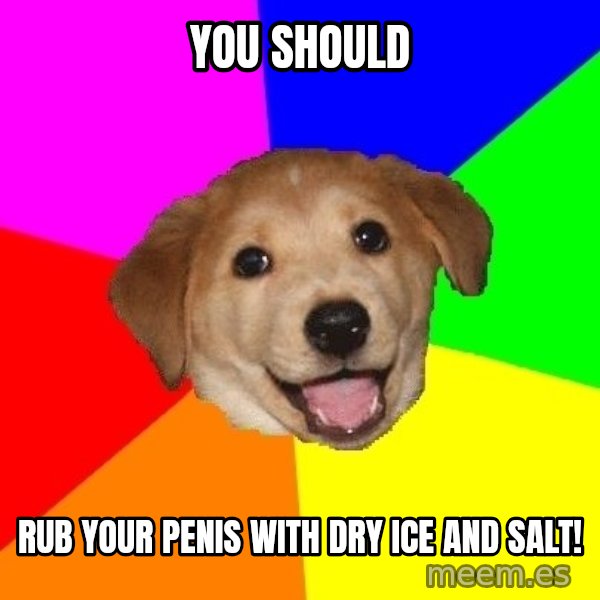 Advice Dog meme: You should / rub your penis with dry ice and salt!