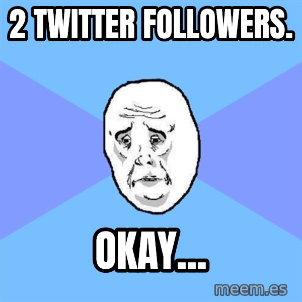 Okay Guy meme: 2 Twitter followers. / okay...