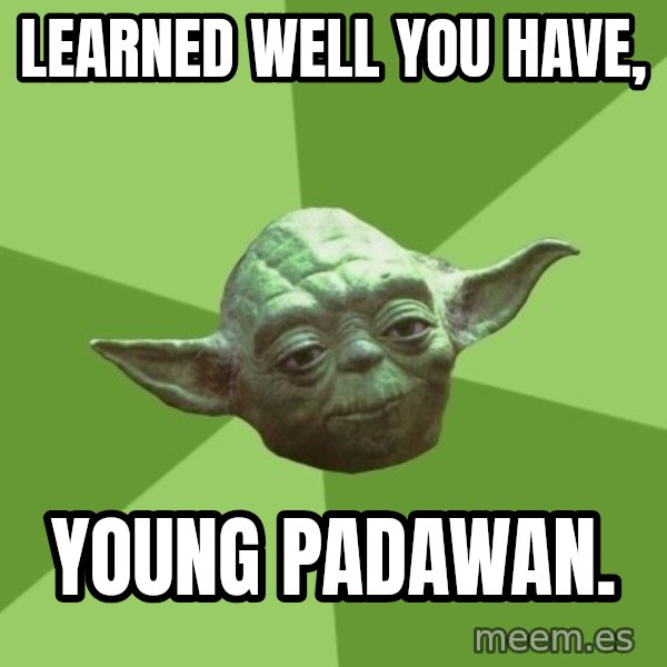 Advice Yoda Gives meme: learned well you have, / young padawan.