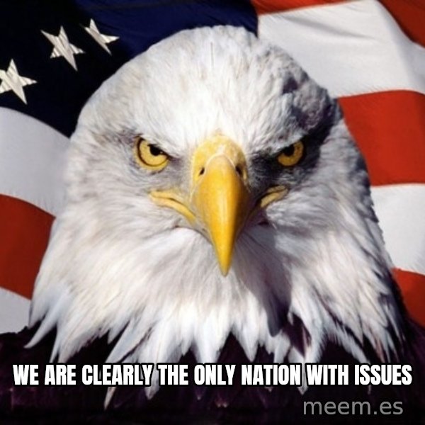 American Pride Eagle meme: We are clearly the only nation with issues