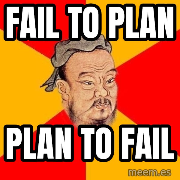 Wise Confucius meme: Fail to plan / Plan to fail