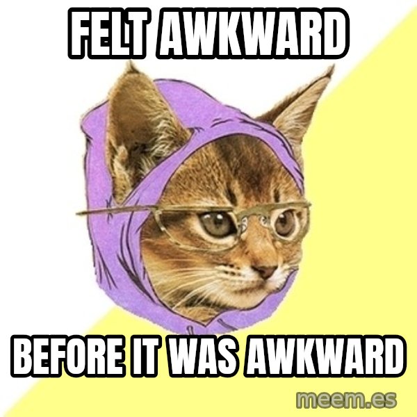 Hipster Kitty meme: felt awkward / before it was awkward