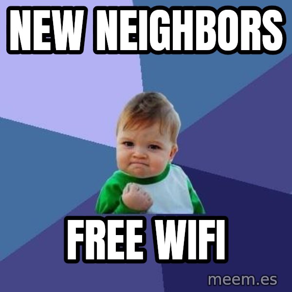 Success Kid meme: New neighbors / Free Wifi