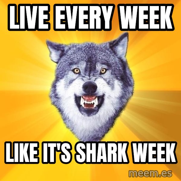 Courage Wolf meme: Live every week / like it's shark week