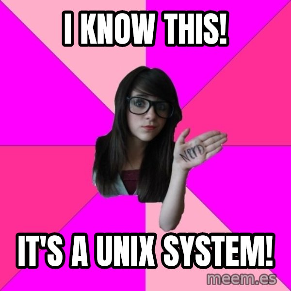 Idiot Nerd Girl meme: I know this! / It's a UNIX System!