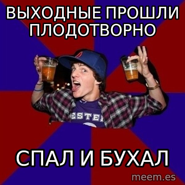 Sunny Student meme: выходные прошли  плодотворно / спал и бухал