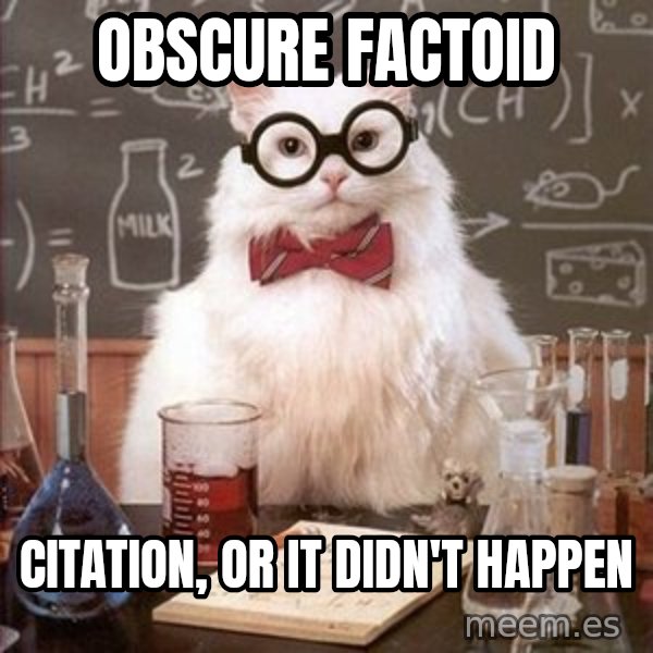 Chemistry Cat meme: Obscure factoid / citation, or it didn't happen