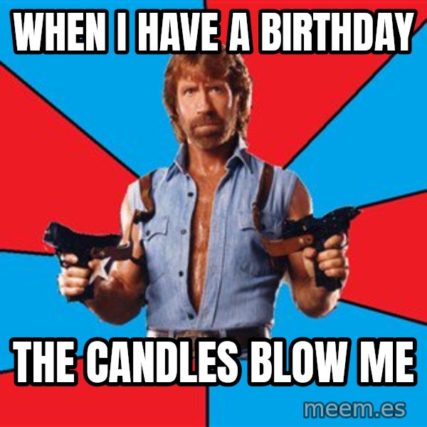 Chuck Norris  meme: When i have a birthday / the candles blow me