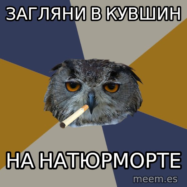Art Student Owl meme: Загляни в кувшин / на натюрморте
