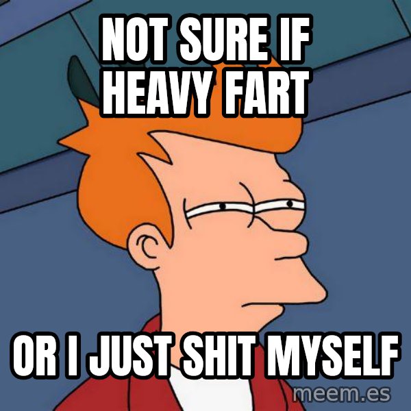 Futurama Fry meme: not sure if heavy fart / or i just shit myself
