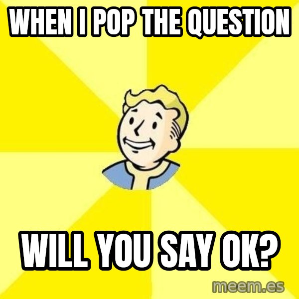 Fallout 3 meme: When i pop the question / Will you SAY OK?
