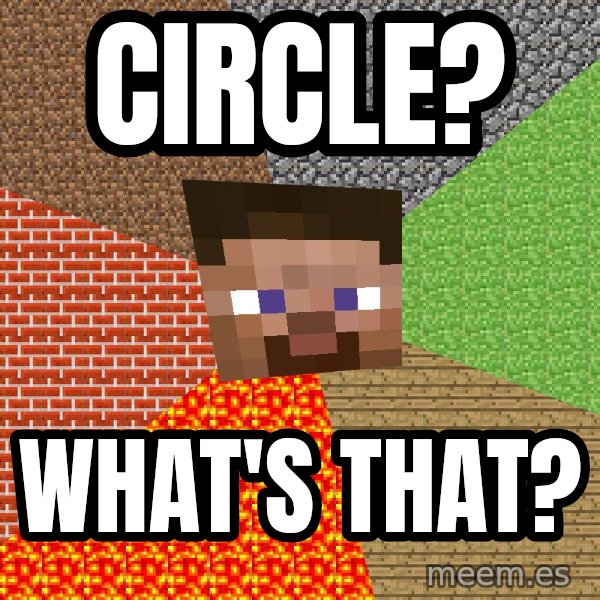 Minecraft Guy meme: circle? / What's that?