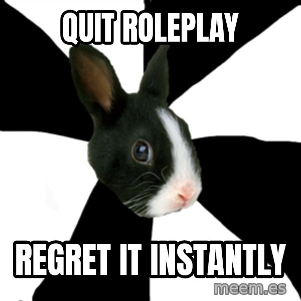 Roleplaying Rabbit meme: quit roleplay / regret it instantly