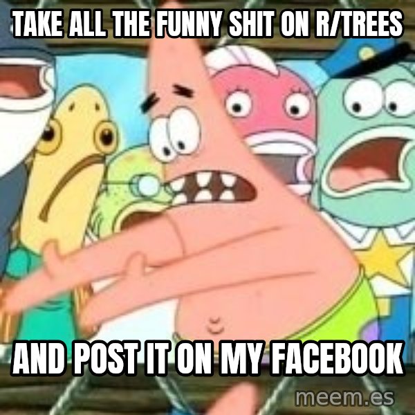 patrick star meme: Take all the funny shit on r/trees / And post it on my facebook