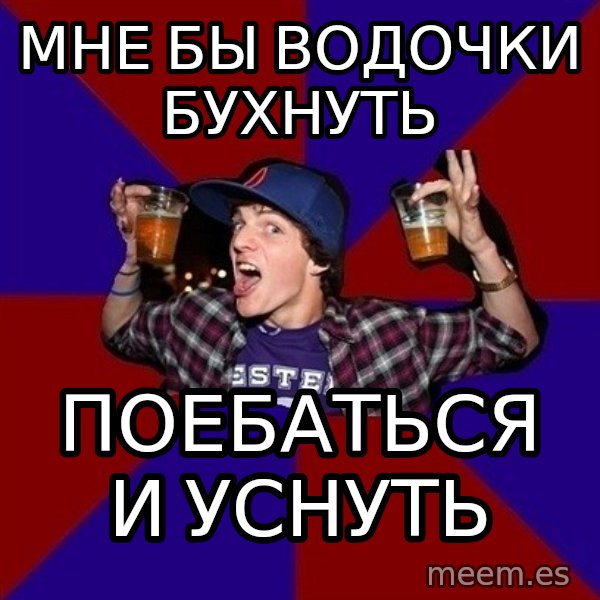 Sunny Student meme: мне бы водочки бухнуть / поебаться и  уснуть