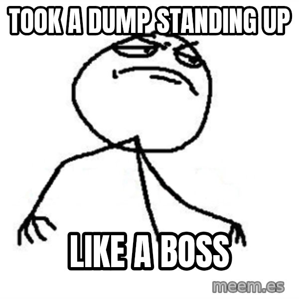 Like A Boss meme: TOOK A DUMP STANDING UP / LIKE A BOSS