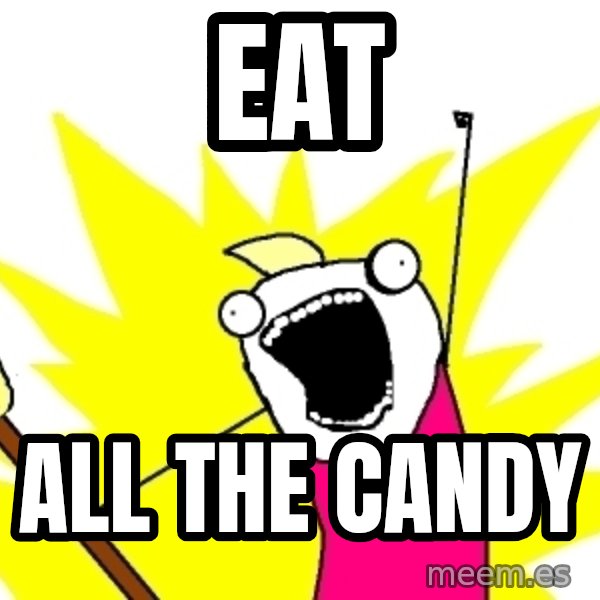 X ALL THE THINGS meme: eat / all the candy