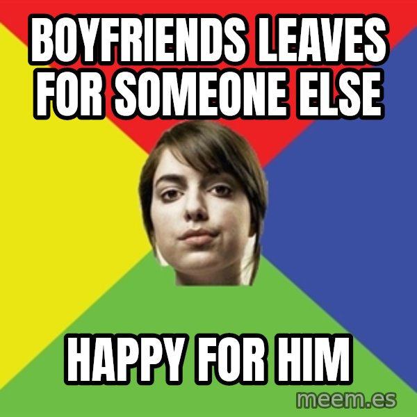 Non Jealous Girl meme: boyfriends leaves for someone else / happy for him