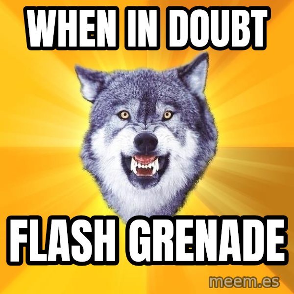 Courage Wolf meme: when in doubt / flash grenade