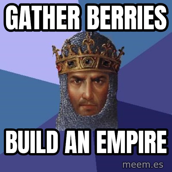 Age Of Empires meme: Gather berries / Build an empire