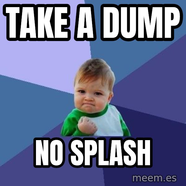 Success Kid meme: TAKE A DUMP / NO SPLASH