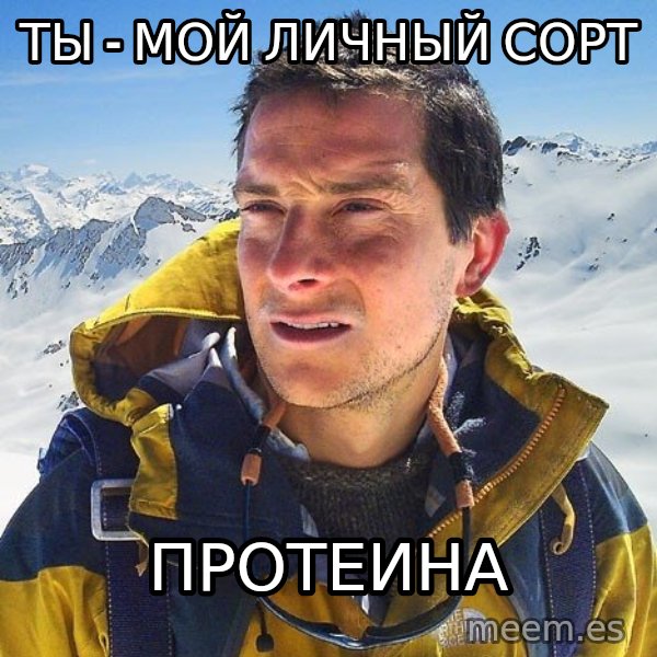 Bear Grylls Loneliness meme: Ты - мой личный сорт / протеина