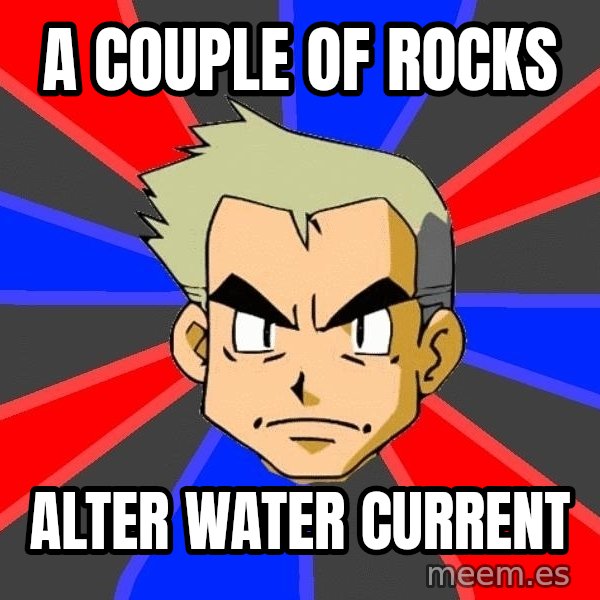 Professor Oak meme: a couple of rocks / alter water current