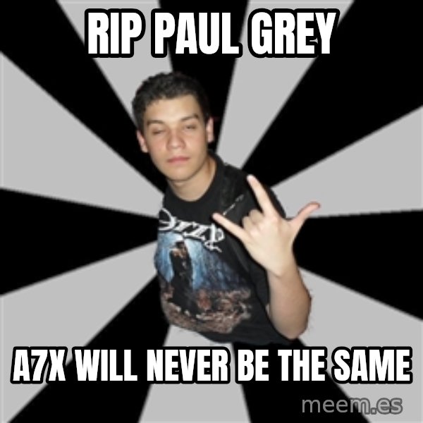Metal Boy From Hell meme: rip paul grey / a7x will never be the same