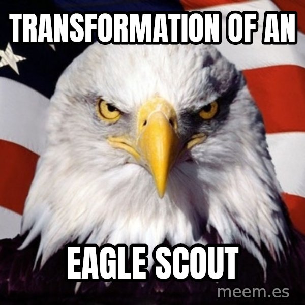 American Pride Eagle meme: transformation of an / eagle  scout