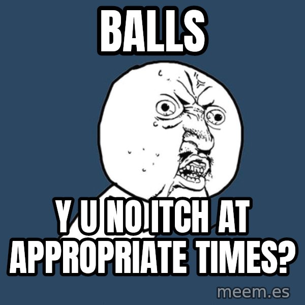 Y U No meme: balls / y u no itch at appropriate times?