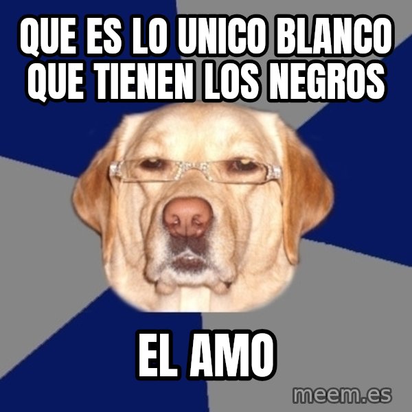 Racist Dawg meme: Que es lo unico blanco que tienen los negros / El amo