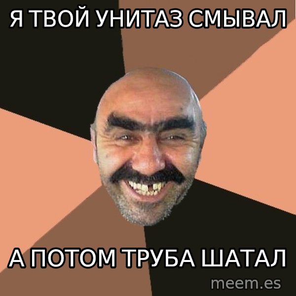 Provincial Man meme: Я твой унитаз смывал / а потом труба шатал