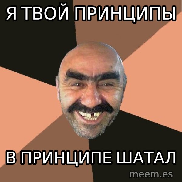 Provincial Man meme: Я твой принципы / в принципе шатал