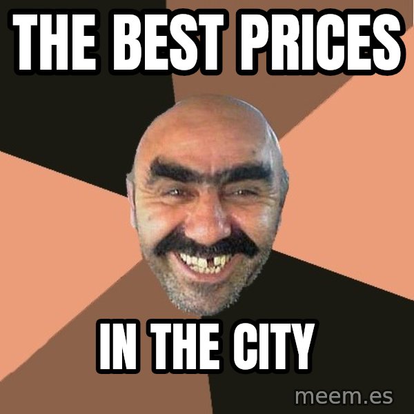 Provincial Man meme: the best prices / in the city