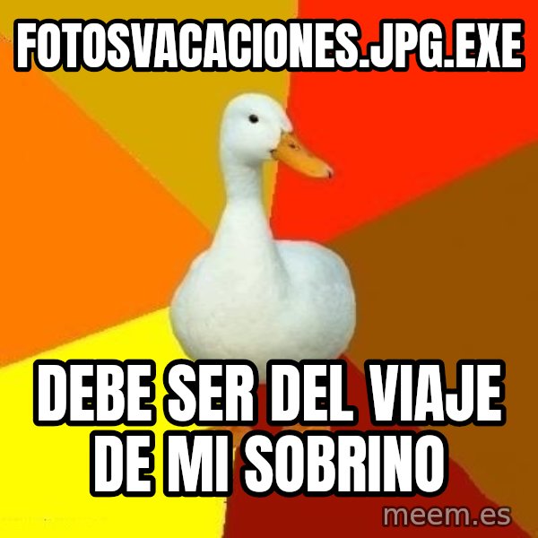 Technologically Impaired Duck meme: FOTOSVACACIONES.JPG.EXE / DEBE SER DEL VIAJE DE MI SOBRINO