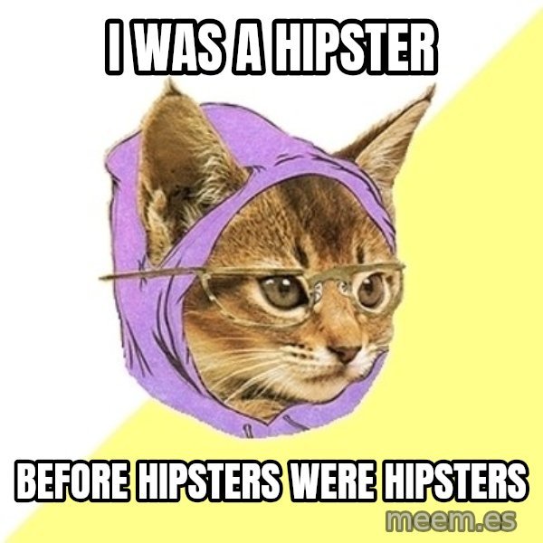 Hipster Kitty meme: i was a hipster / before hipsters were hipsters